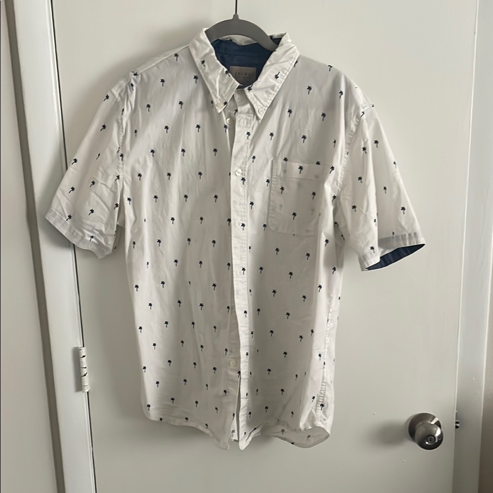 White Palm Tree Print Men's Shirt